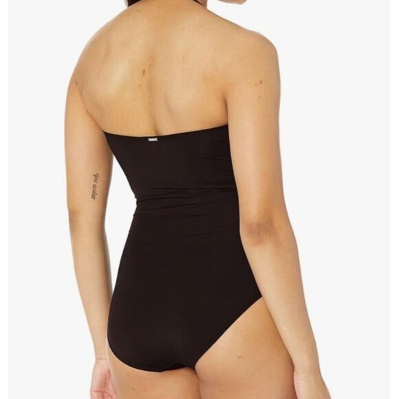 Anne Cole Swimsuit Womens 8 Black Twist Front Shirred One Piece Full Coverage - Picture 5 of 11